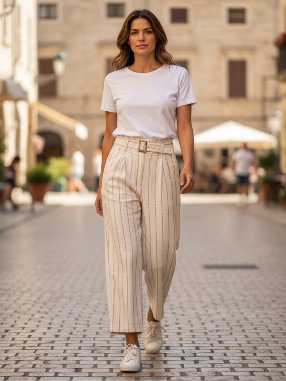 J. jill Linen Stretch Wide Leg Pants Culottes in Barleymult Color Linen Sz M NWT - Picture 1 of 16